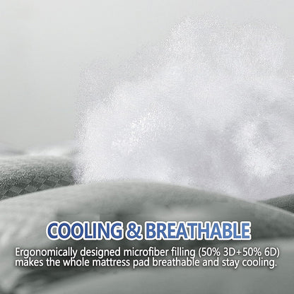 MATBEBY Queen Size Mattress Pad - Cooling Breathable Mattress Topper, Quilted Fitted Mattress Protector, Pillow Top Mattress Cover with 8-21" Deep Pocket, Soft, Machine Washable, White, 60x80 Inches