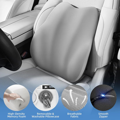 BEBAS Lumbar Support Pillow for Car, Memory Foam Back Cushion for Driving, Ergonomic Lumbar Pillow for Pain Relief, Comfort Lower Back Support for Office Chairs, Car Seat, Wheelchair -Black
