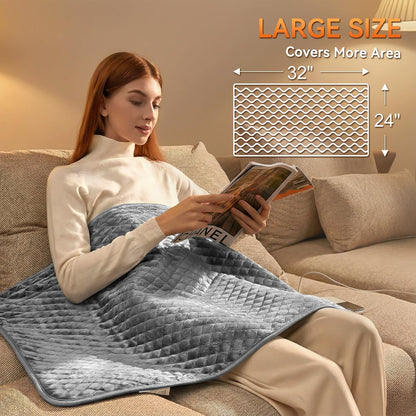 King Size Heating Pad for Back 32"x24" Extra Large Electric Heating Pad for Body Neck Shoulder Auto Shut Off Heat Pad Temperature Settings Machine Washable Gray