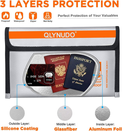 Small Fireproof Money Bag for Cash, Stealth Nesting 2-Pack
