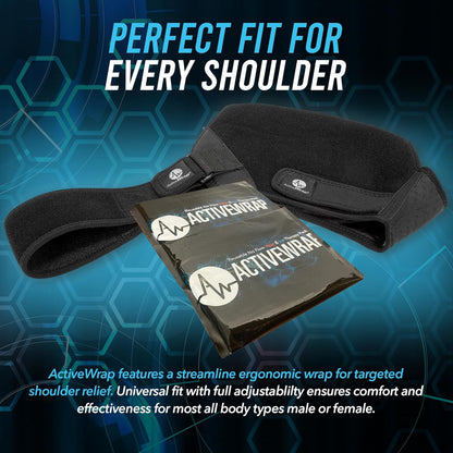 ActiveWrap Shoulder Ice Pack Wrap, Small/Medium – Includes 2 Reusable Hot & Cold Gel Packs for Rotator Cuff Cold Therapy, Ice Shoulder Wrap with Adjustable Compression for Post-Surgery Recovery