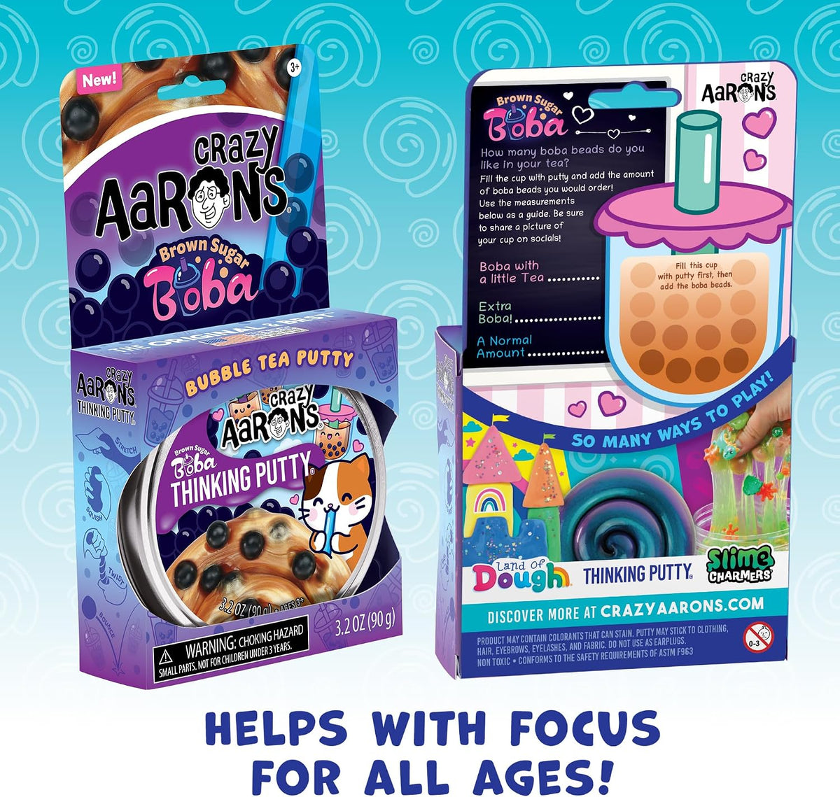 Crazy Aaron's Thinking Putty® - Brown Sugar Boba - Sensory Putty for Kids and Grown ups in a 4" Tin - Creative and Endless Fun, Stress Relief Therapy Toys, Never Dries Out - Made in USA