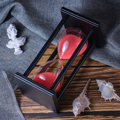 BELLAWARE Hourglass Timer with Red Sand, 60 Minute Wooden Sand Timer | Creative Handcraft Decoration