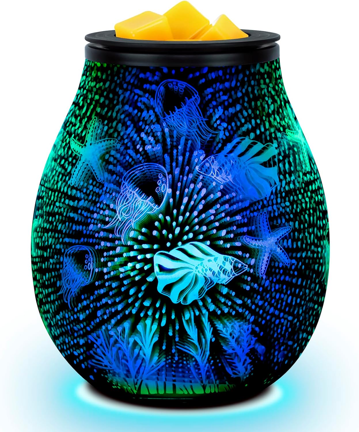 Wax Melt Warmer for Scented Wax- Glass Wax Melter for Home Fragrance with Removable Tray, Essential Oil Warmer Wax Cubes Burner Aroma Night Light for Home Office Bedroom Decor Gifts for Women