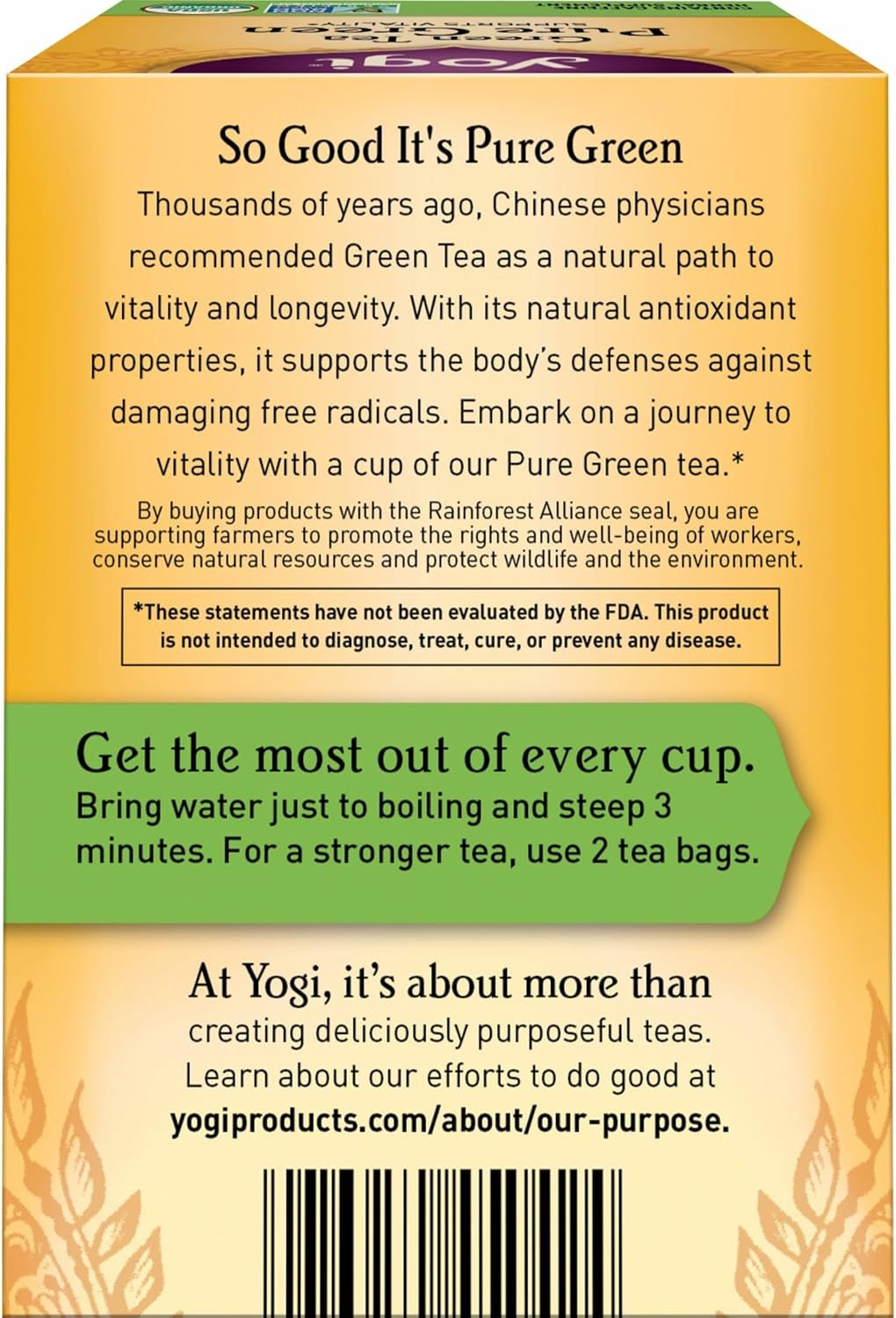 Yogi Pure Green Tea, 16 Tea Bags (6 Pack)
