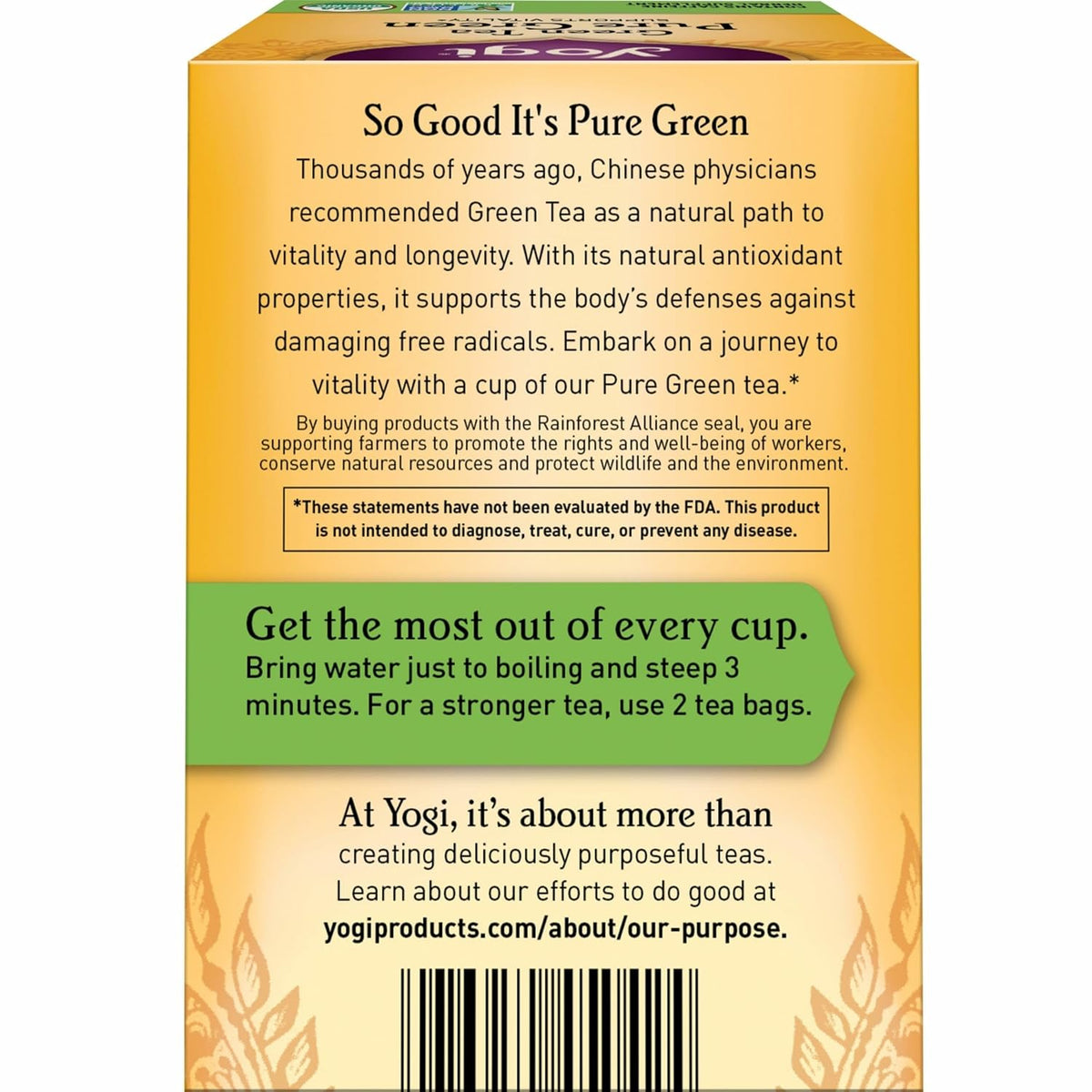 Yogi Pure Green Tea, 16 Tea Bags (4 Pack)