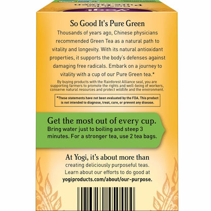 Yogi Pure Green Tea, 16 Tea Bags (4 Pack)