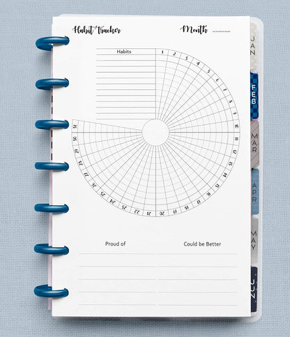 Habit Tracker Inserts for 9 Disc Planners, Habit Log, Resolution Tracker, Monthly Habit Planner for Medium Size Planners (9 Disc Classic (7" x 9.25"))