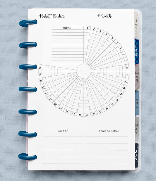 Habit Tracker Inserts for 9 Disc Planners, Habit Log, Resolution Tracker, Monthly Habit Planner for Medium Size Planners (9 Disc Classic (7" x 9.25"))