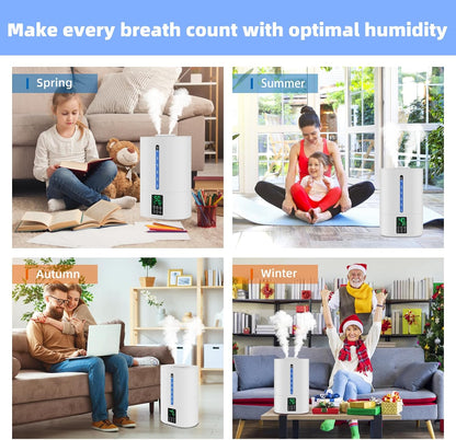 Coolfiqu 6L Humidifiers for Bedroom Large Room Home,Cool and Warm Humidifier for Baby and Plants Hot Mist Top Fill Desk Humidifiers Oil Diffuser,Quiet,Adjustable Mist,360°Nozzle-Black(2026 Upgraded)