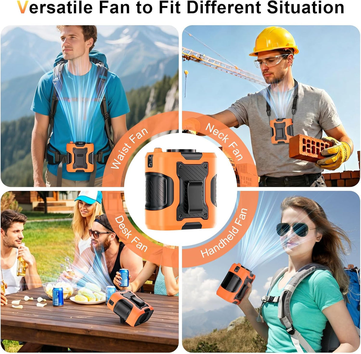 Portable Waist Fan Personal 14500mah 100 Speeds Clip On Shirt Fan Belt