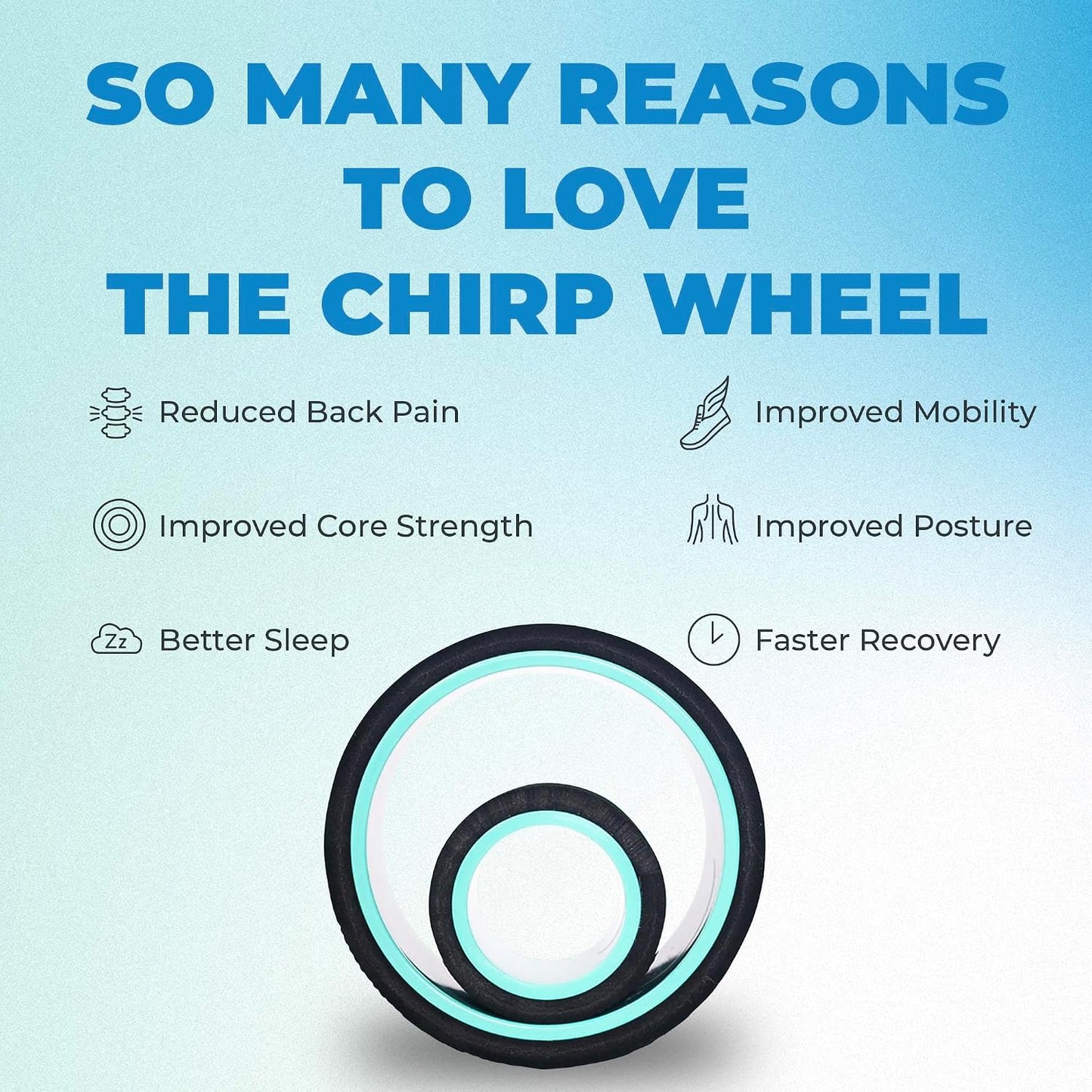 Chirp Wheel Foam Roller - Targeted Back & Neck Pain Relief, Muscle Massage, Trigger Point Therapy, High-Density Foam Tool for Physical Therapy, Stretching & Exercise, 500lbs Capacity, 12-Inch Mint