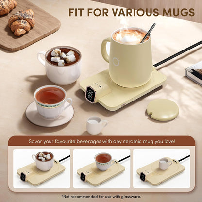 Coffee Cup Warmer & iKago Mug Set, 1℉ Precise Temp Control Mug Warmer