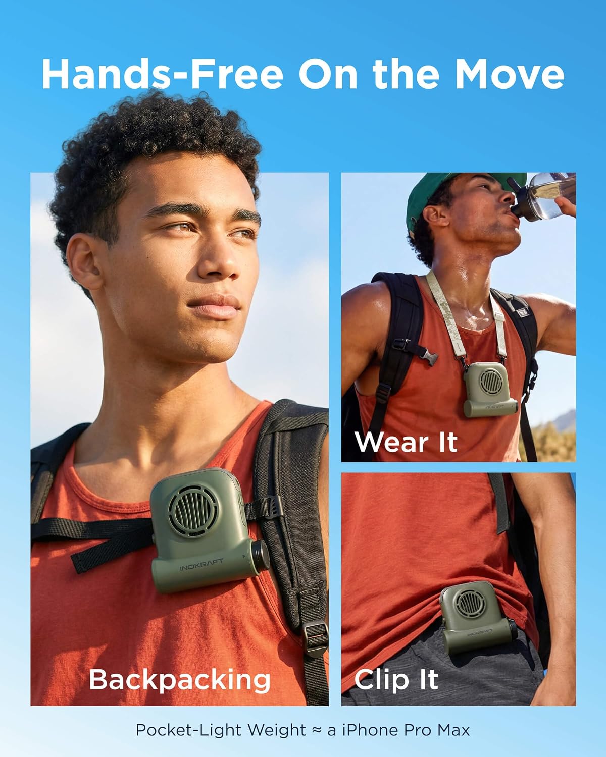 InoKraft Waist Fan with Swappable 4Ah Rechargeable Battery