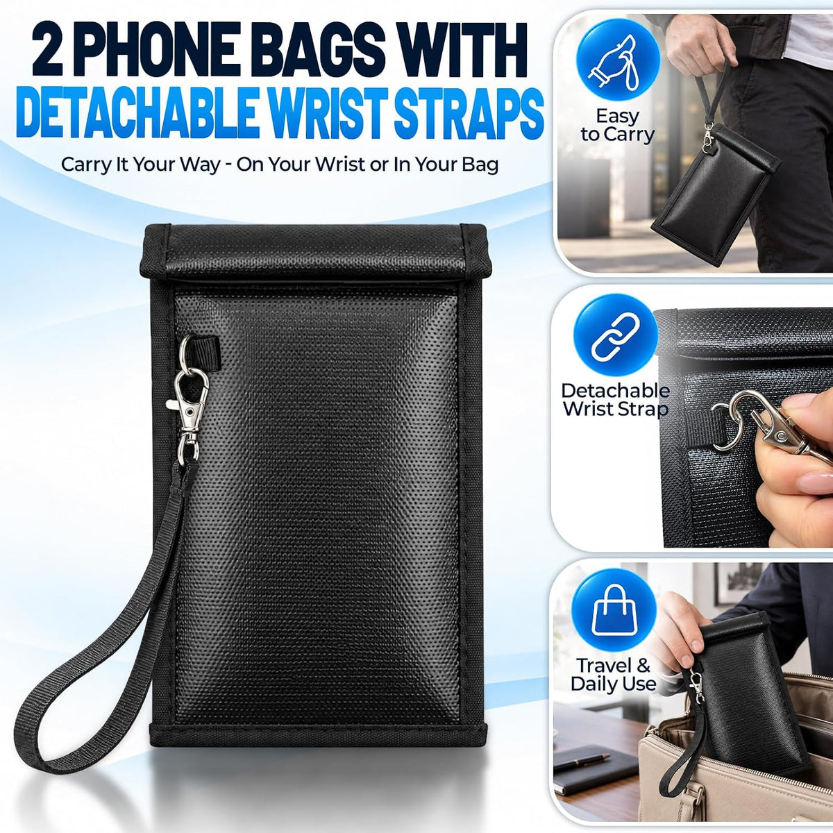 Military Grade Faraday Bag for Phone & Key Fob, Signal Blocking Pouch