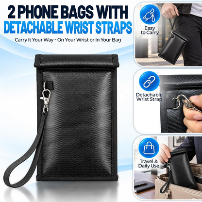 Military Grade Faraday Bag for Phone & Key Fob, Signal Blocking Pouch