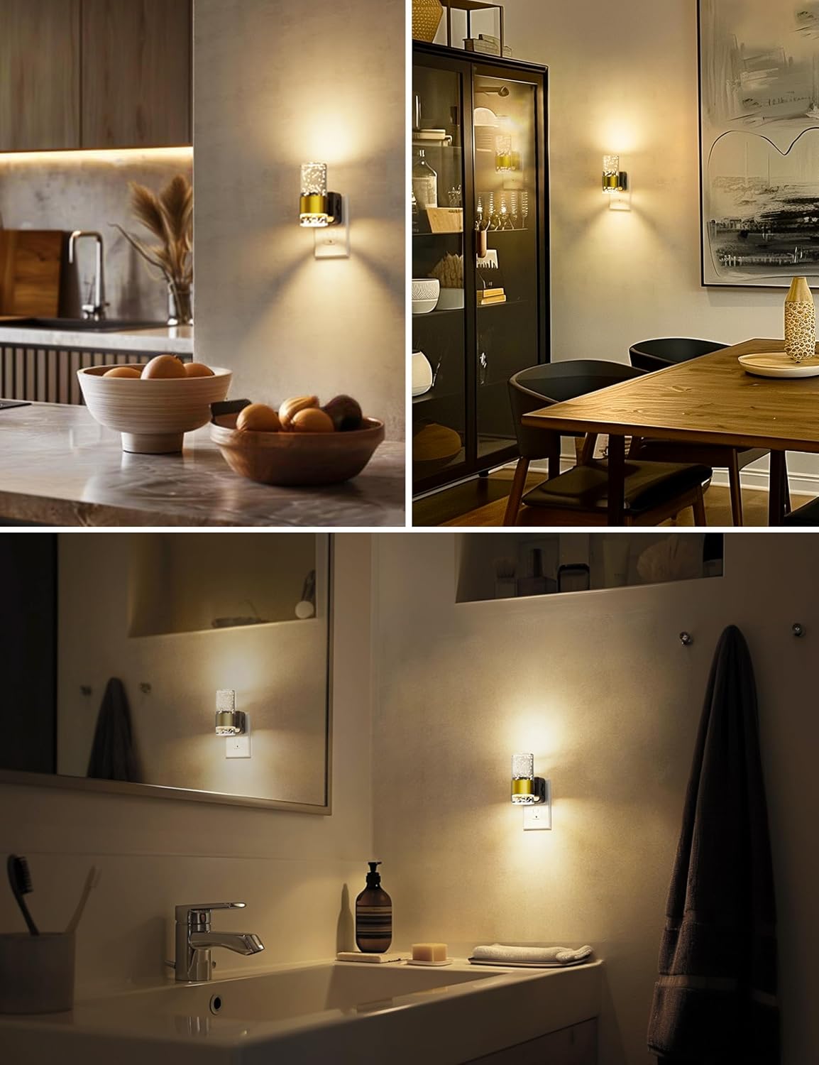 L LOHAS LED Night Lights Plug into wall, Amber Night Light with Adjustable Brightness, Plug in NightLight with Auto Light Sensor, Wall Sconce-Style Design Night Light for Bathroom,Hallway, 2 Pack