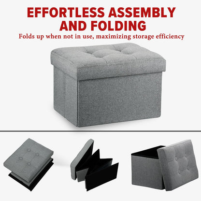LINMAGCO Ottoman with Storage Small Foot Rest Stool Under Desk Stool Short Folding Footrest for Living Room Bedroom Home Office Dorm Dark Gray 16X12X12IN
