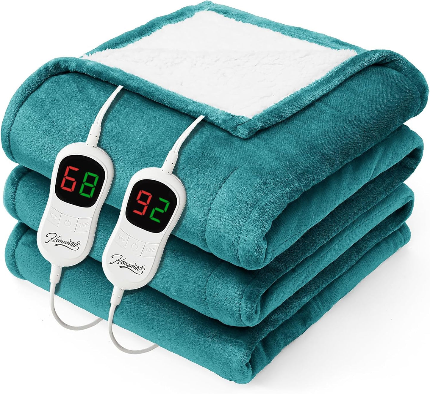 Homemate Electric Heated Blanket Twin - 62"x84" Heating Bed Blankets Throw with 10 Heating Levels 8 Hours Auto Off Fast Heating Over-Heated Protection Ultra Soft Warm Flannel ETL Certified Grey - Colors A