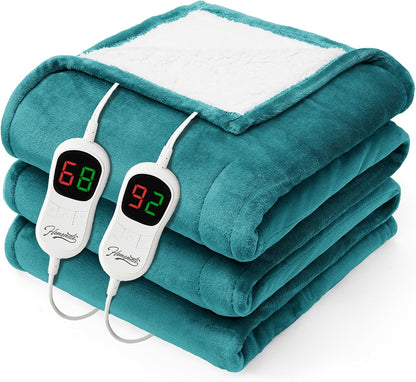 Homemate Electric Heated Blanket Twin - 62"x84" Heating Bed Blankets Throw with 10 Heating Levels 8 Hours Auto Off Fast Heating Over-Heated Protection Ultra Soft Warm Flannel ETL Certified Grey - Colors A