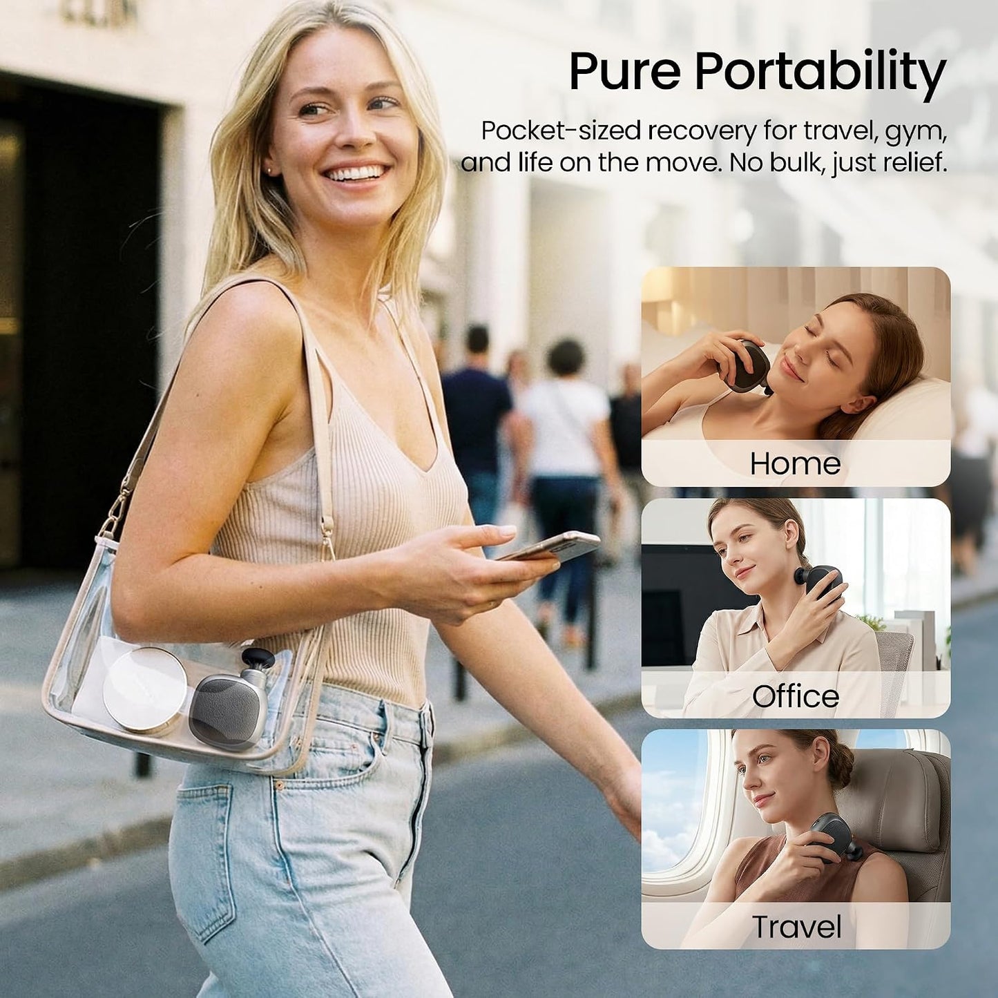 Pocket Mini Massage Gun, Percussion Massager for Travel | Small Handheld Deep Tissue Muscle Massager for Neck Face Head | 4 Speeds, USB-C, Quiet, Gifts for Women & Men