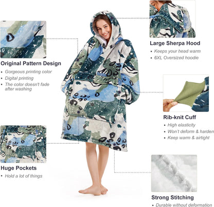 Narecte Cozy Oversized Blanket Hoodie Wearable Blanket Adults Soft Hooded Blanket Hoodie Birthday Gifts for Women Christmas - Colors A