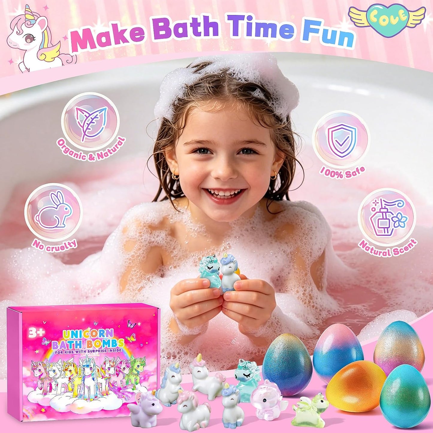 20 Pack Bath Bombs for Kids with Surprise Inside Bubble Bath Toys Organic Natural Bath Bombs Set Easter Basket Stuffers Birthday Christmas Gift for Kids 3 4 5 6 7 8 Years Old Boys Toddlers Girls