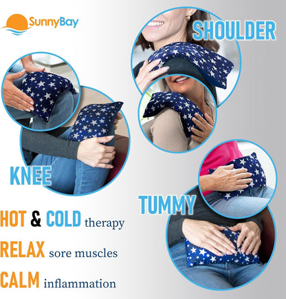 SunnyBay Small Microwave Heating Pad, Microwavable Versatile Cold/Heated Neck and Shoulder Wrap for Back Pain and More, Moist Heat Cotton-Fleece Pad, 6x11 Inches, Hot Pink and Red Flower, Pack of 2