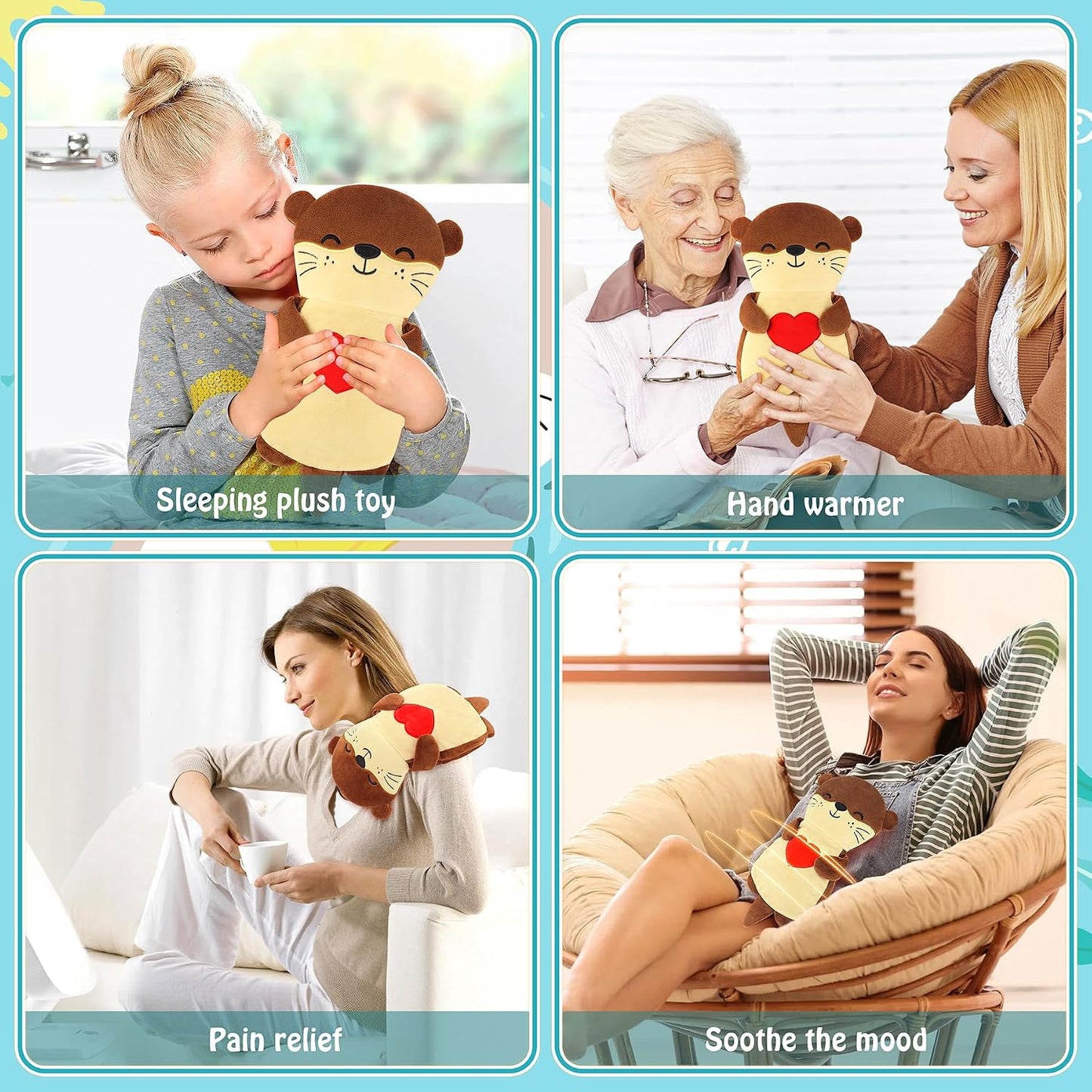 Microwave Heating Pad for Period Cramps,Otter Microwavable Heating Pad for Shoulder Neck Back Knee Pain Relief with Lavender Scented,Cute Otter Plush Toys Heat Pack for Women Kids Birthday