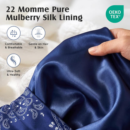 YFONG Mulberry Silk Hair Bonnet for Sleeping Women Men, Real Silk Lining, Not Satin, Stay On All Night Sleep Bonnet with Adjustable Strap for Curly Short Long Fine Hair, Black