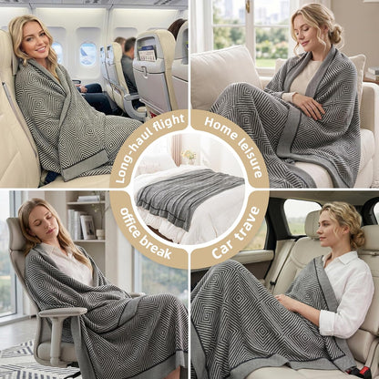 Travel Blanket Airplane - Ultra Soft & Lightweight Knit Design