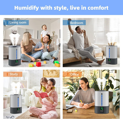 Coolfiqu 6L Humidifiers for Bedroom Large Room Home,Cool and Warm Humidifier for Baby and Plants Hot Mist Top Fill Desk Humidifiers Oil Diffuser,Quiet,Adjustable Mist,360°Nozzle-Black(2026 Upgraded)