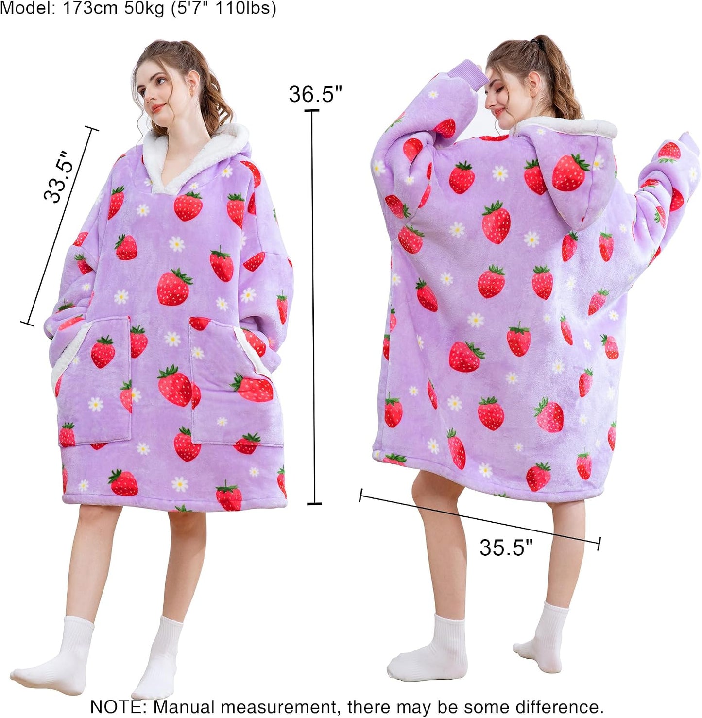 Kipswiza Wearable Blanket Hoodie Gifts for Women and Men, Oversized Cozy Warm Flannel Sherpa Hooded Blankets Sweatshirt with Giant Pockets for Adult and Teens, Dark Gray