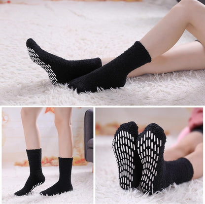 MQELONG Non Slip Hospital Socks with Grips for Women Winter Warm Cozy Fuzzy Slipper Soft Fluffy Sleep Socks