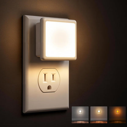 L LOHAS LED Night Lights Plug into Wall 2-Pack, 0.3W Plug in Night Light, Dusk to Dawn, 2000K Amber Light, Sleep Aid Nightlight Auto-On/Off, for Adults Kids Room, Bedroom, Bathroom, Hallway, Non-Dim