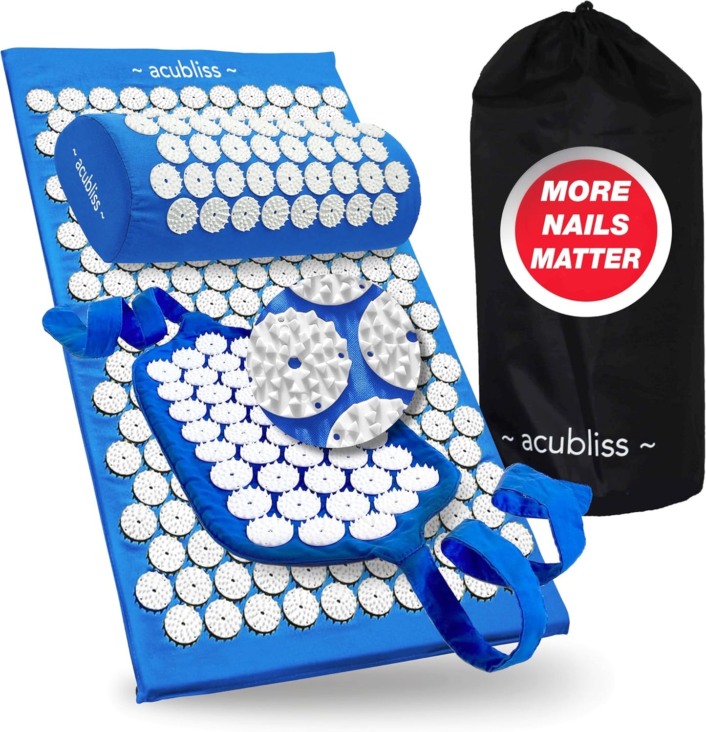 Premium Acupressure Mat, 8,358 Acupuncture Pressure Points for Back Pain Relief, Increased Energy, Relaxation with Drawstring Bag, 26x16x1", Blue