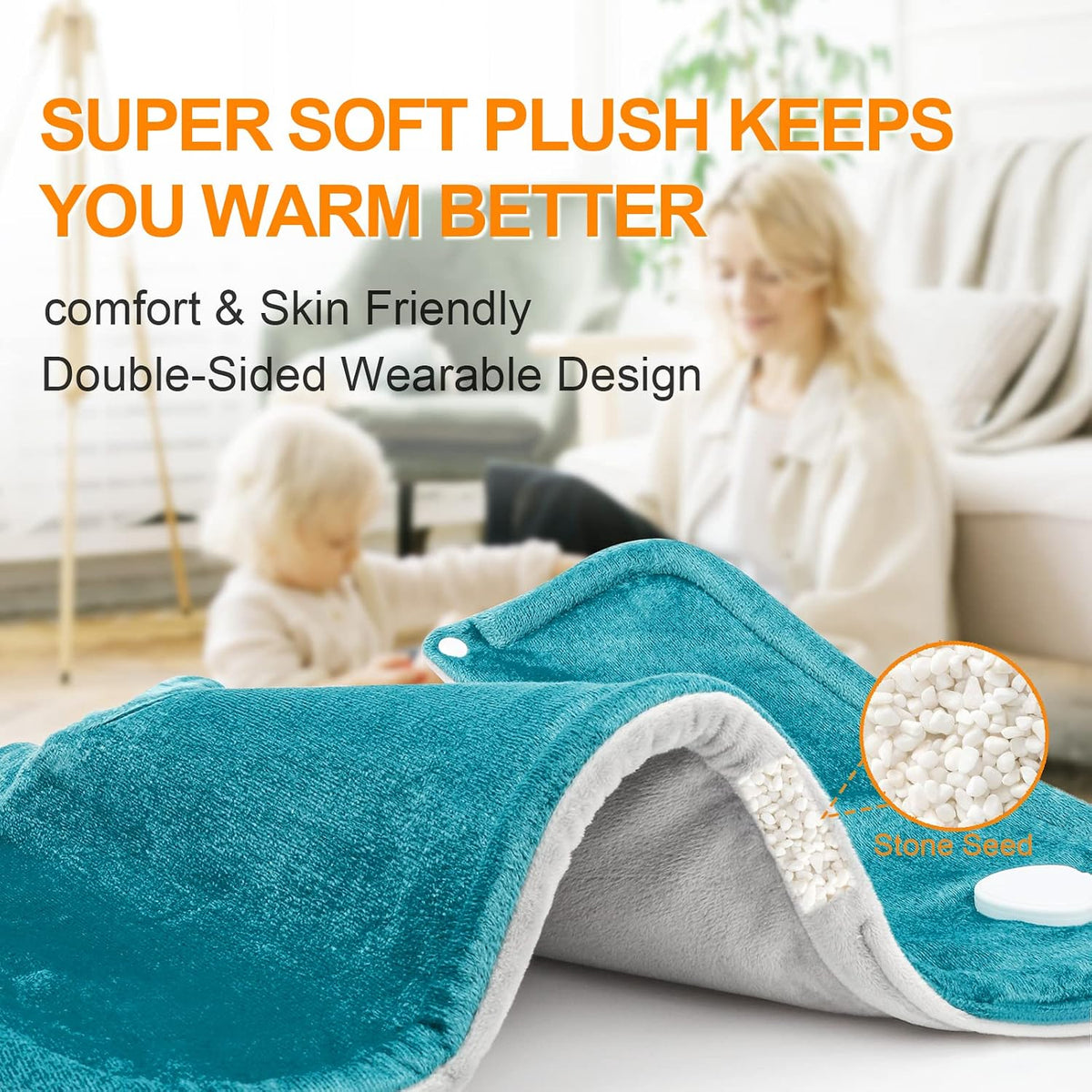 Heating Pad for Neck and Shoulders and Back, Mothers Day Gifts for Mom Wife Grandma, Birthday Gifts for Women, Weighted Neck Heating Pads, Large Heat Pad, 6 Heat Settings 4 Auto-Off, 17"x23" Blue