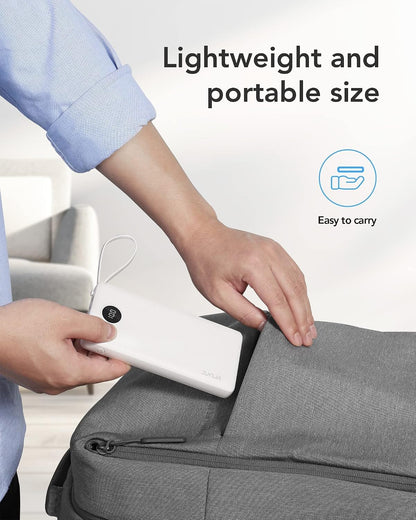 VRURC Portable Charger, Slim Power Bank Built-in 4 Cables, Travel Essential