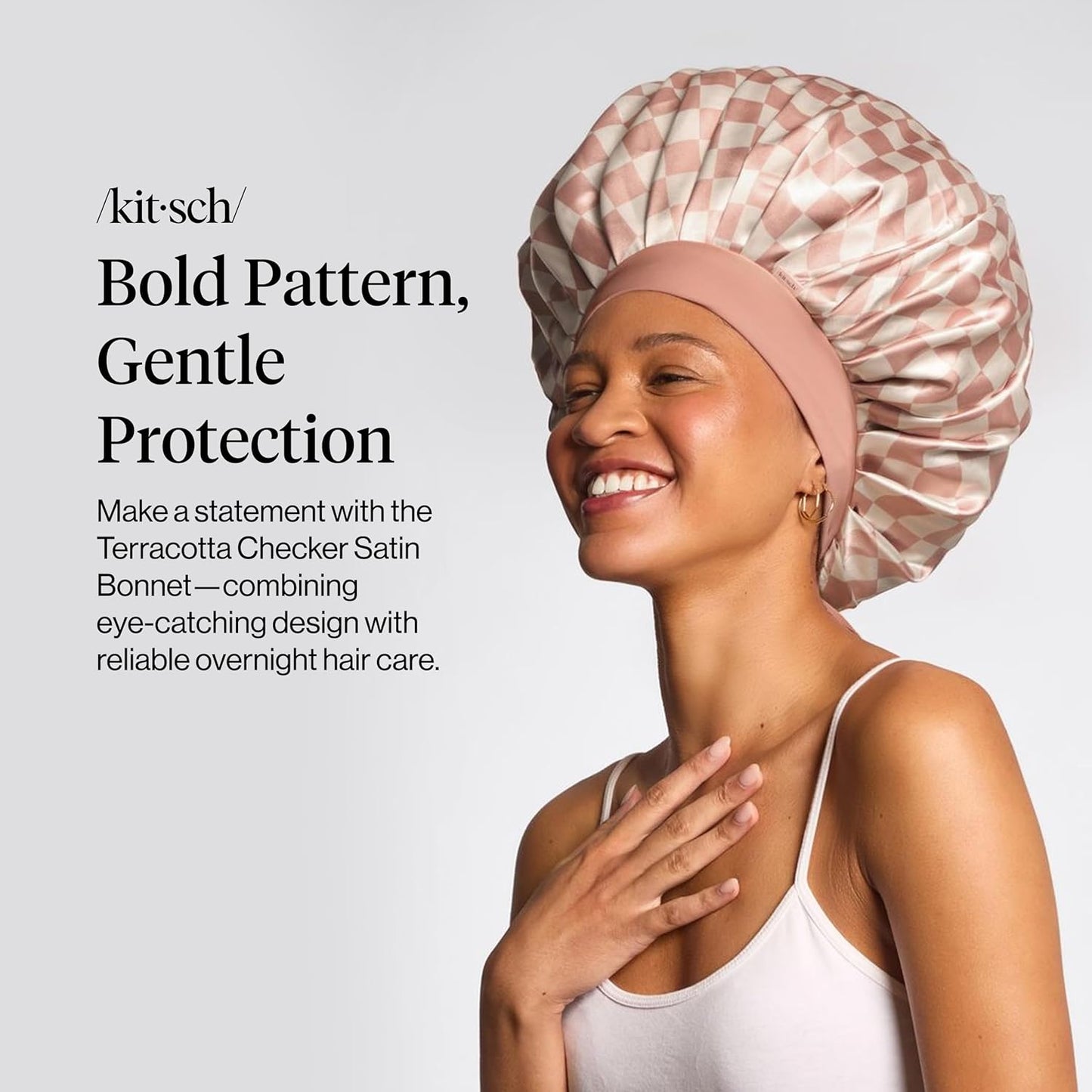 Kitsch XL Satin Bonnet for Sleeping - Softer Than Silk Bonnet For Sleeping Women - Secure Fit, Adjustable, Night Cap For Curly & Textured Hair - Prevents Breakage, Tangles & Thinning - Blush
