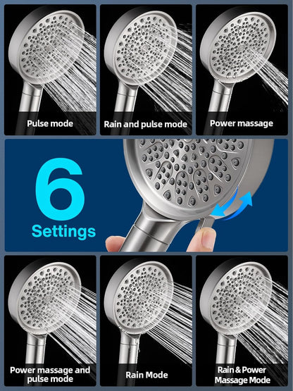 Cobbe Filtered Shower Head with Handheld, High Pressure 6 Spray Mode Showerhead with Filters, Water Softener Filters Beads for Hard Water - Remove Chlorine - Reduces Dry Itchy Skin, Chrome