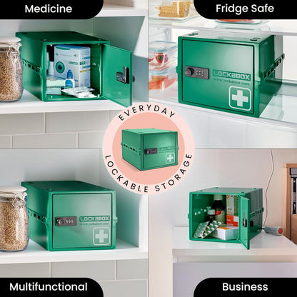 Lockabox One™ | Premium Lock Box | Medium Combination Lock Box For Food, Medicine & Home Safety | External Size 12 x 8 x 6.6 inches (Crystal)