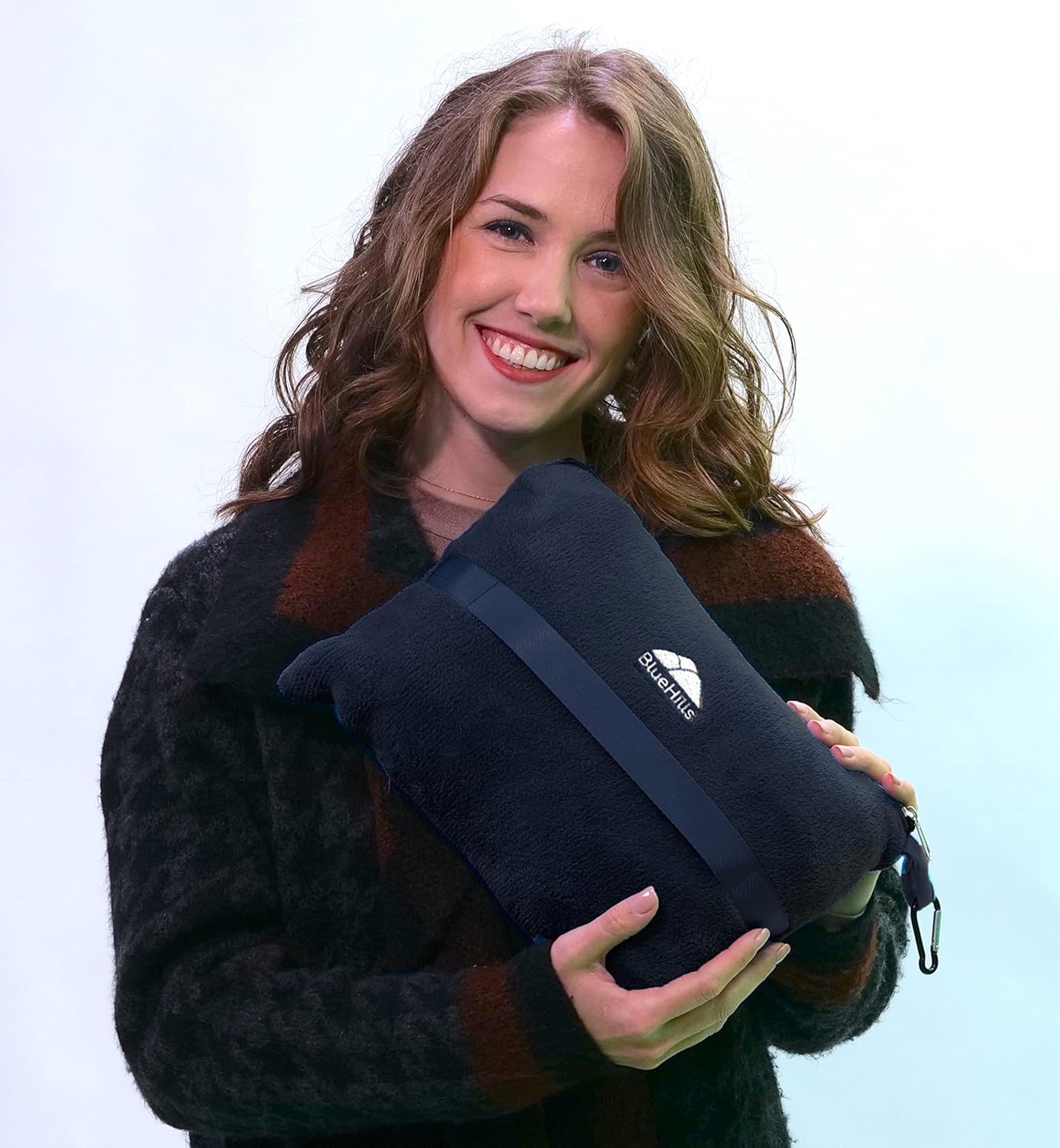 BlueHills Premium Soft Plush Mini Travel Blanket Pillow Plane 2 in 1 Gray
