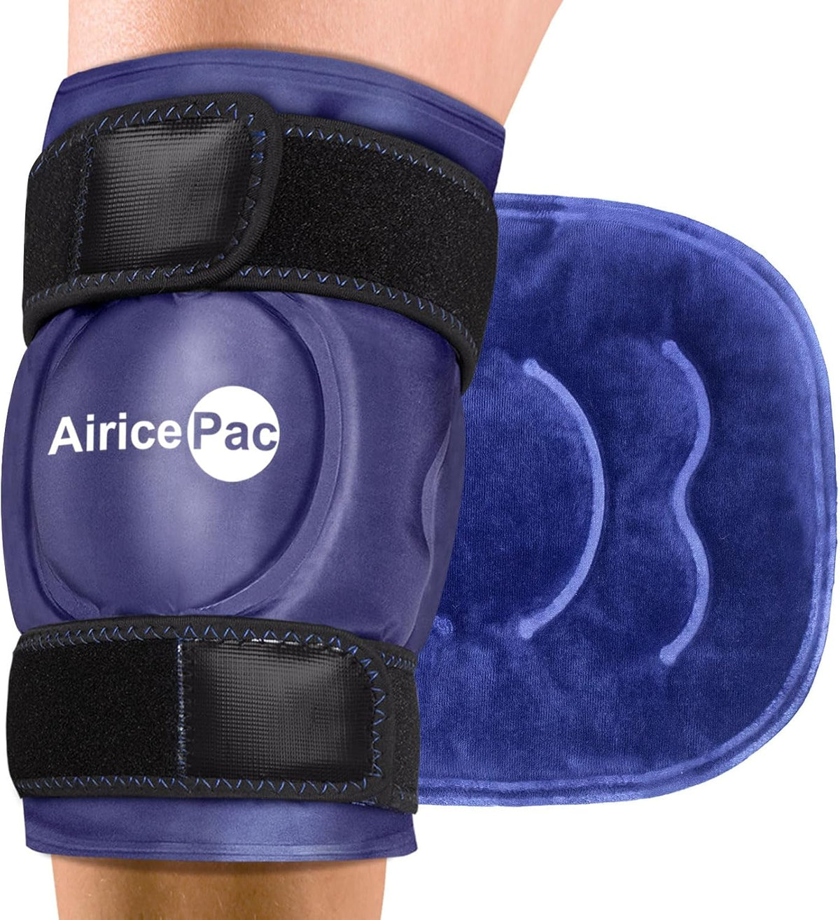 AiricePac 2 Ice Pack for Knee Pain Relief, Reusable Gel Ice Wrap for Injuries, Swelling, Knee Replacement Surgery, Cold Compress Therapy for Arthritis, Meniscus Tear and ACL, Blue