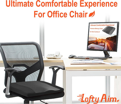 Lofty Aim Car Seat Cushion, Comfort Memory Foam Car Cushions for Driving - Sciatica & Lower Back Pain Relief, Driver Seat Pillow for Auto, Office Chair, Wheelchair - Black