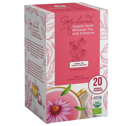 My Land Organic Greek Mountain Tea with Echinacea, Mount Olympus, 20 Bags