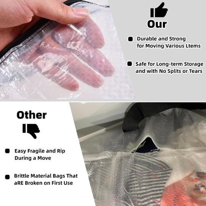 GONGKANGYUAN Heavy Duty Moving Bags, Extra Large Clear Storage Bags with Zipper and Handles, Moving Boxes & Storage Bins Alternative, Packing Supplies, Moving Supplies for Dorm Room Essentials