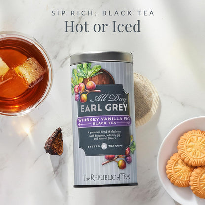The Republic of Tea All Day Earl Grey Whiskey Vanilla Fig Black Tea, 36 Ct