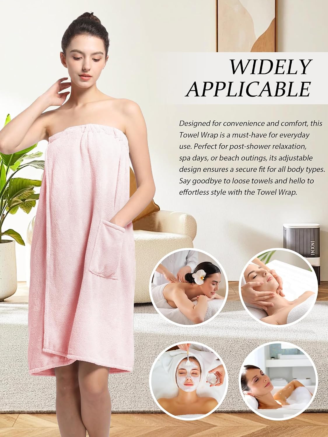 Women'S Soft Wrap Towel Full Length，Bath Robe After Shower Female Plush Long，Spa Bathrobes Lightweight With Pockets