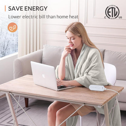HOMLYNS LuxeHeat Heated Blanket Electric Blanket, Soft Flannel Sherpa Heated Throw, Heating Blanket with 5 Heat Settings, 3 hrs Timer Auto Shut Off (50x60 inches, Purple), Only for 120V Voltage Use