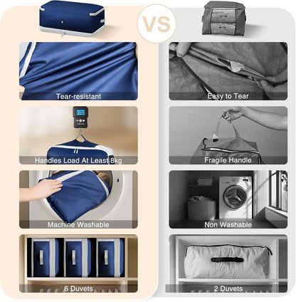 Comforter Storage Bag - 130L Large Capacity Blanket Storage Bags 4-Layer Ultra Space Saving Self Compression Organizer, Washable Compression Bags for Storage Comforter Blanket, Beige